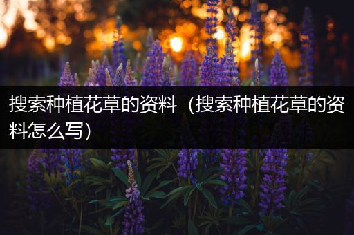搜索种植花草的资料（搜索种植花草的资料怎么写）