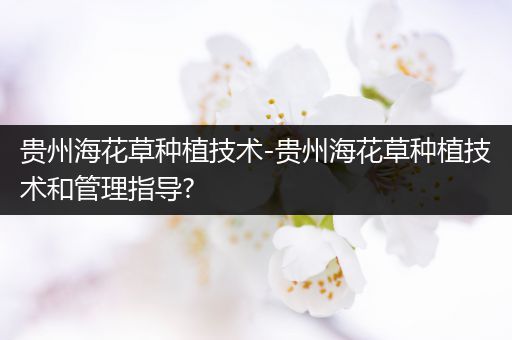 贵州海花草种植技术-贵州海花草种植技术和管理指导?