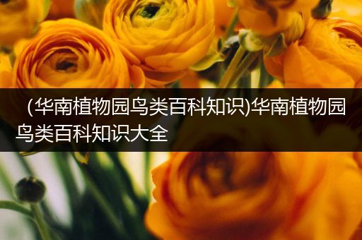 （华南植物园鸟类百科知识)华南植物园鸟类百科知识大全