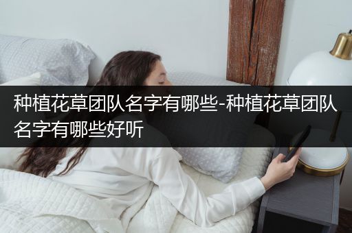 种植花草团队名字有哪些-种植花草团队名字有哪些好听