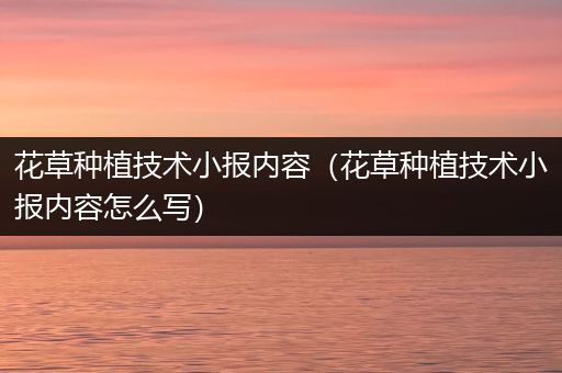 花草种植技术小报内容（花草种植技术小报内容怎么写）